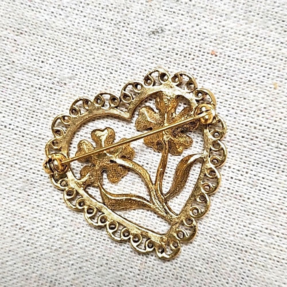 Vintage 18k Gold Overlay Queen Red Heart Jewelry Necklace Set - Picture 11 of 12